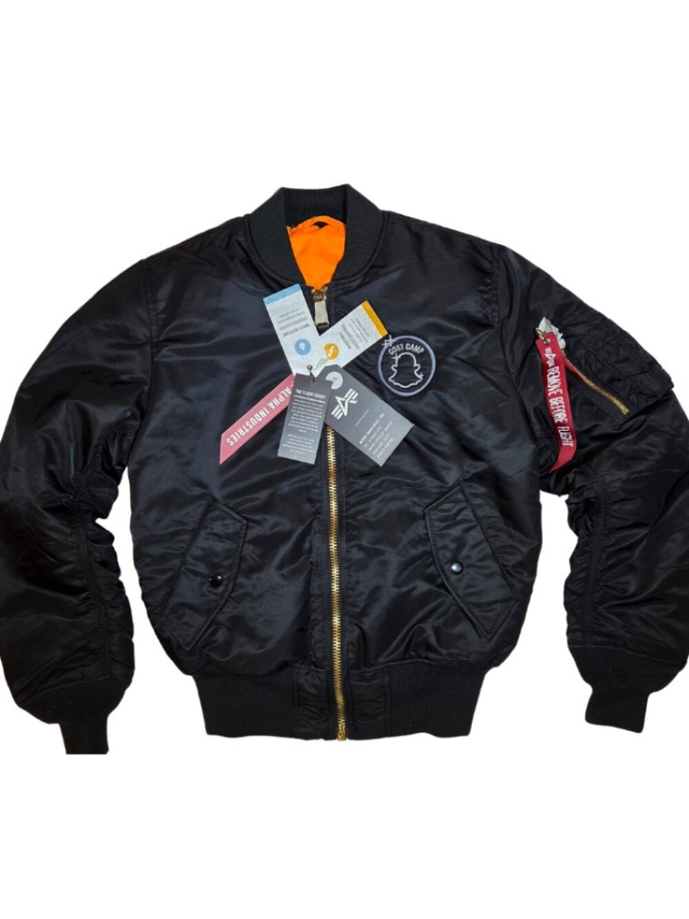 NWT Alpha Industries Snapchat Cost Camp MA-1 Reversible Bomber Jacket Medium